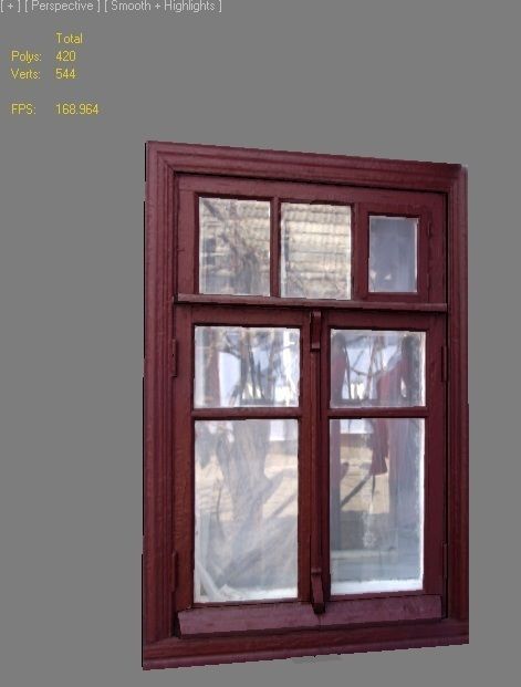Window 7 wooden Low-poly 3D model_4