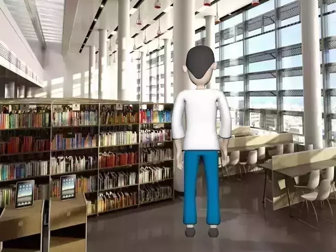 doktr person in library Free low-poly 3D model