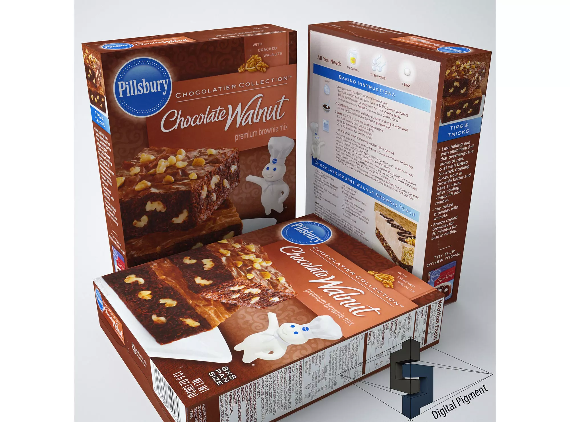 Pillsbury Chocolate Walnut Brownie Mix 3D model_0