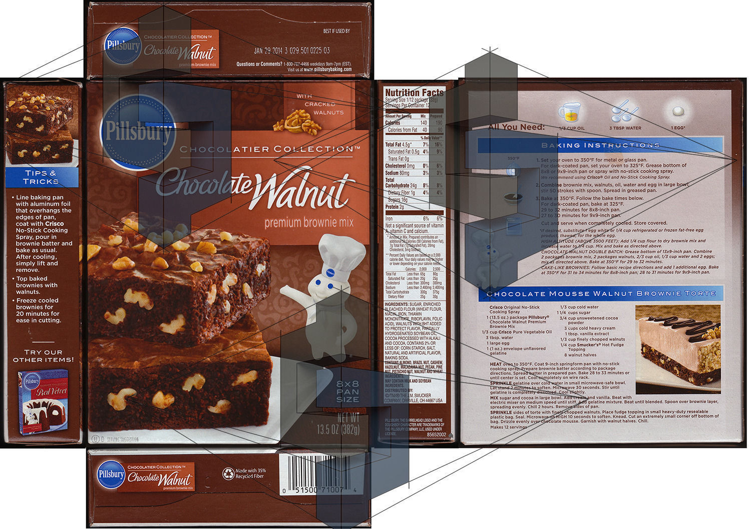 Pillsbury Chocolate Walnut Brownie Mix 3D model_6