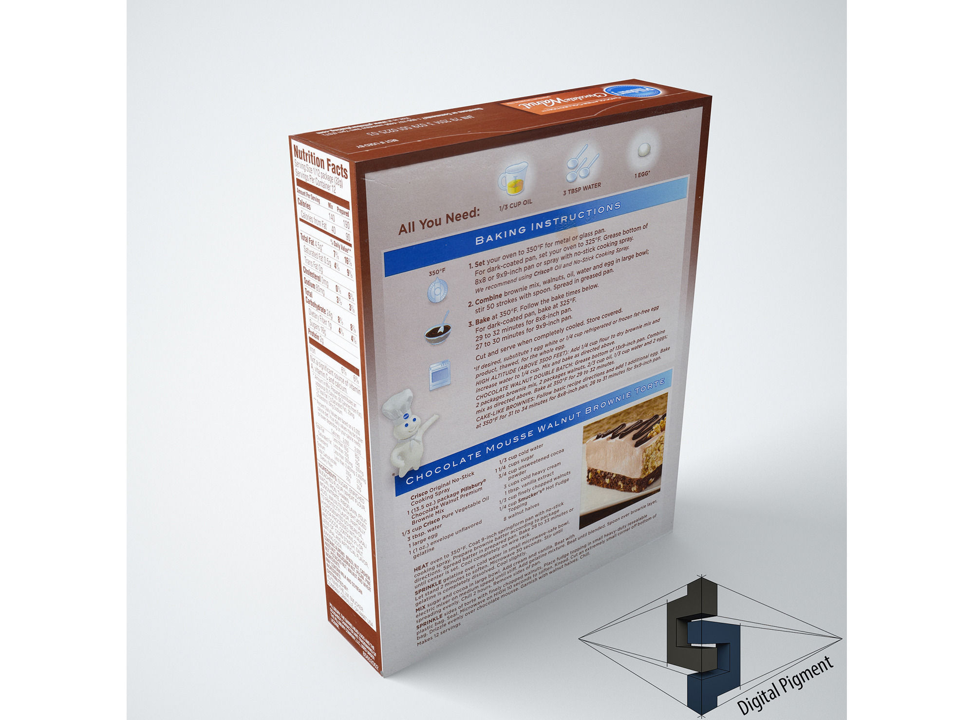 Pillsbury Chocolate Walnut Brownie Mix 3D model_2