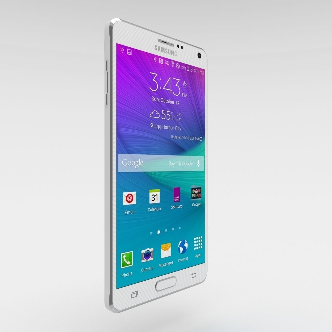 Samsung Galaxy Note 4 Frosted White Low-poly 3D model_2