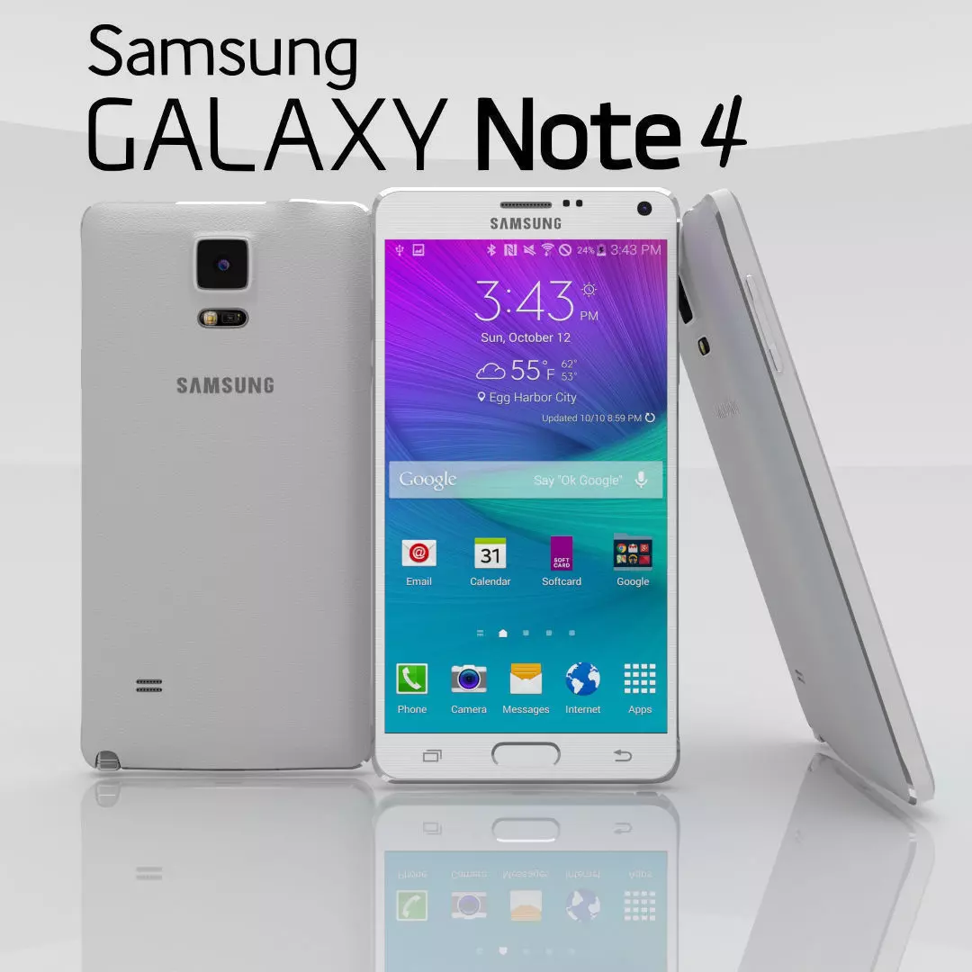 Samsung Galaxy Note 4 Frosted White Low-poly 3D model_0