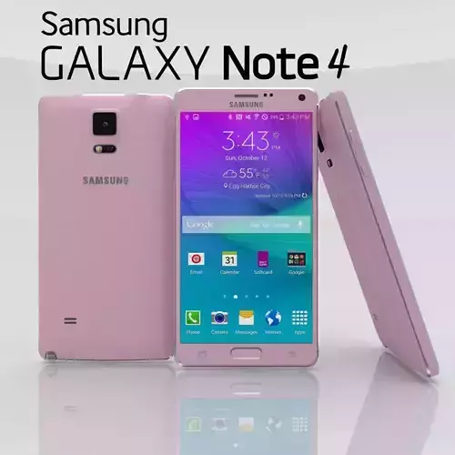 Samsung Galaxy Note 4 Blossom Pink Low-poly 3D model