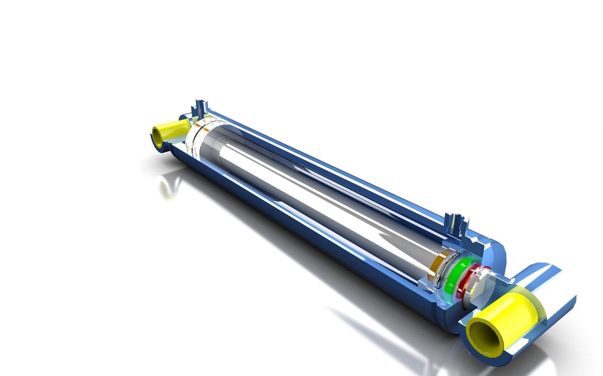 Hydraulic Cylinder D100 S500 3D model_2