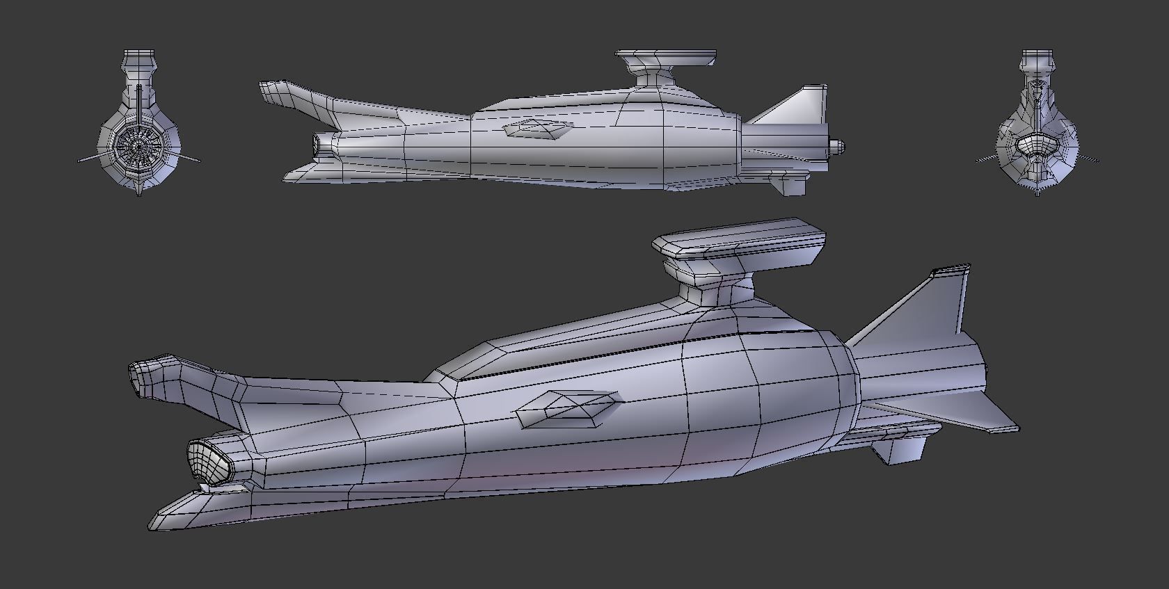 Original Sci-fi Submarine Low-poly 3D model_3