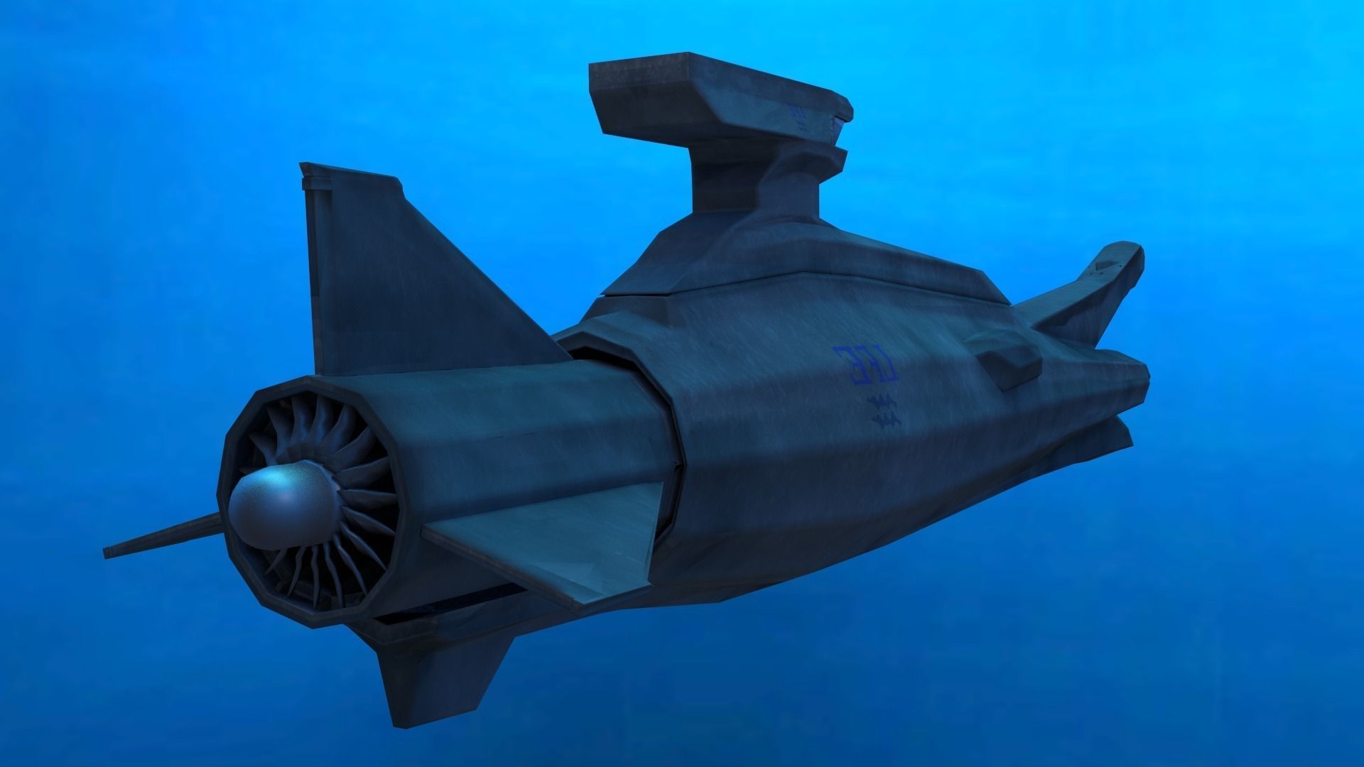 Original Sci-fi Submarine Low-poly 3D model_1
