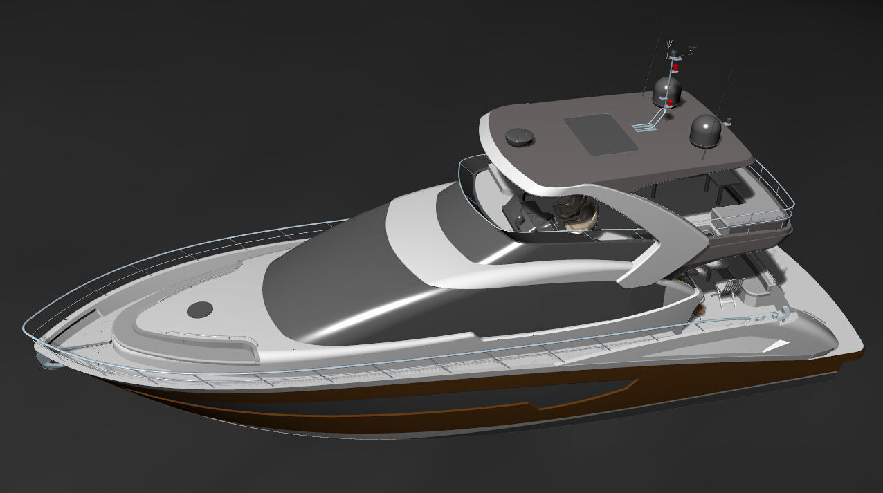 Yacht 3Dmodel motor boat 3D model_1