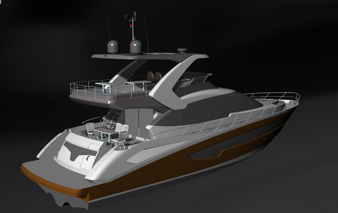 Yacht 3Dmodel motor boat 3D model_3