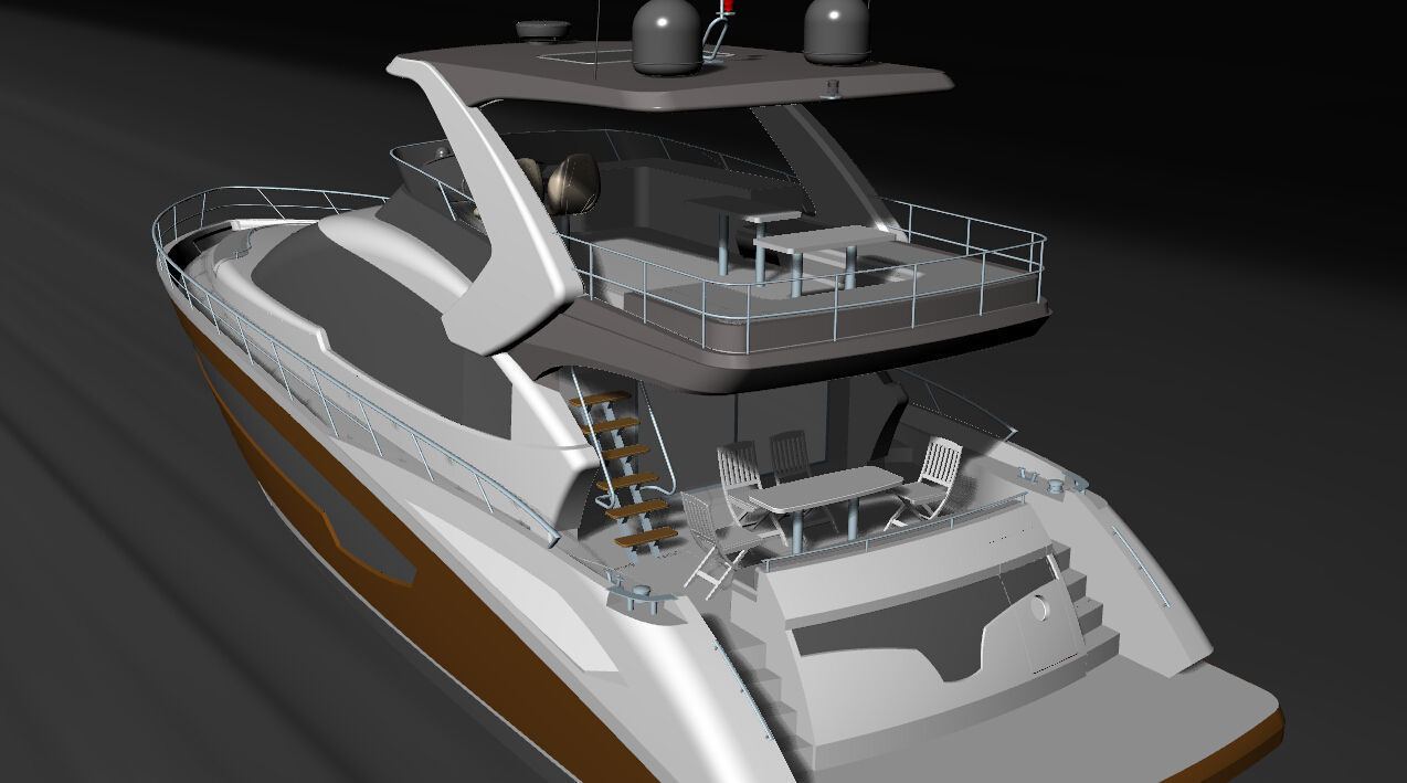 Yacht 3Dmodel motor boat 3D model_4