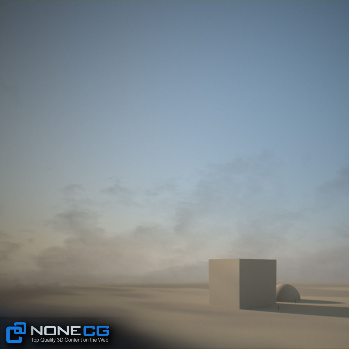 3D Environment building with sun setting behind it 3D model_21