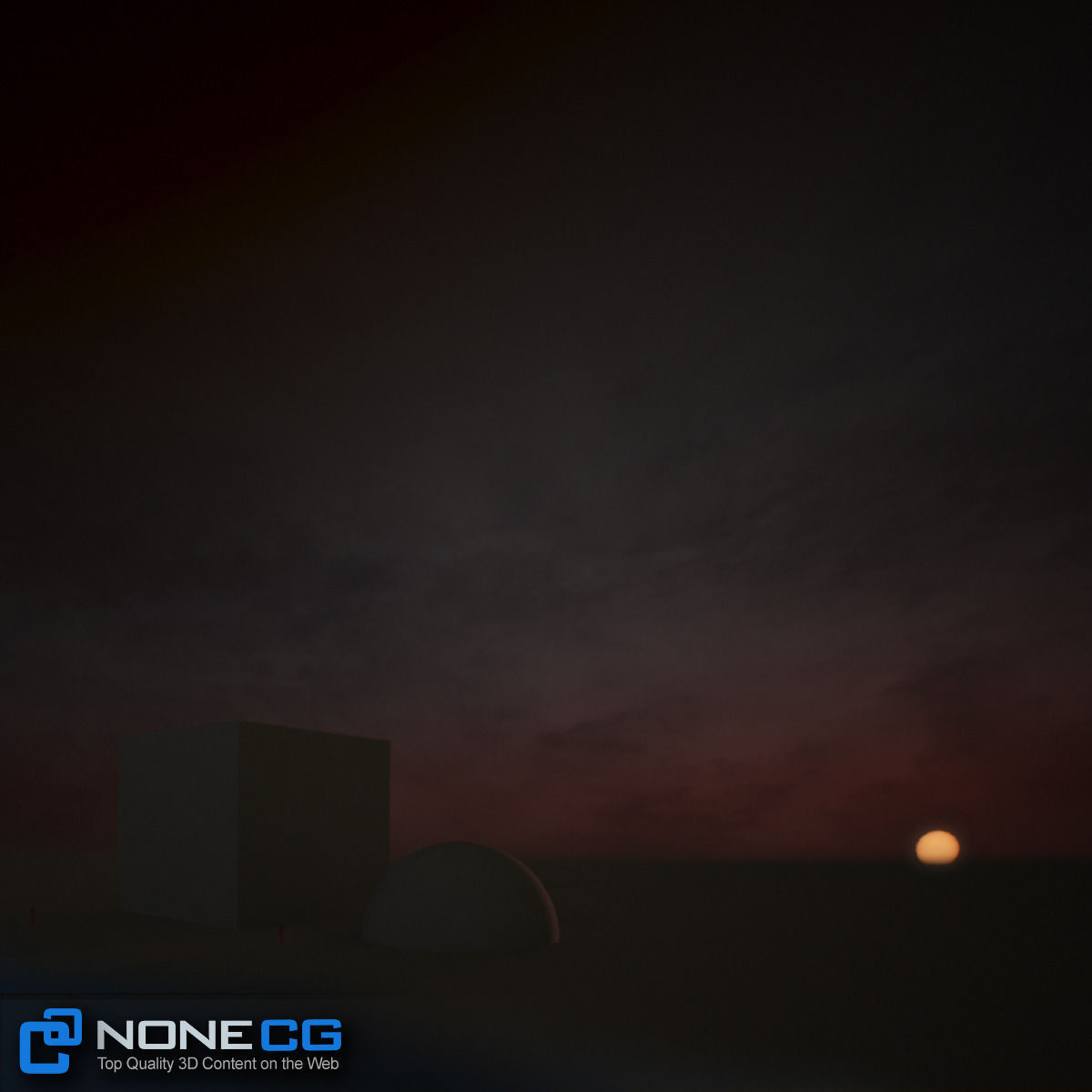 3D Environment building with sun setting behind it 3D model_4