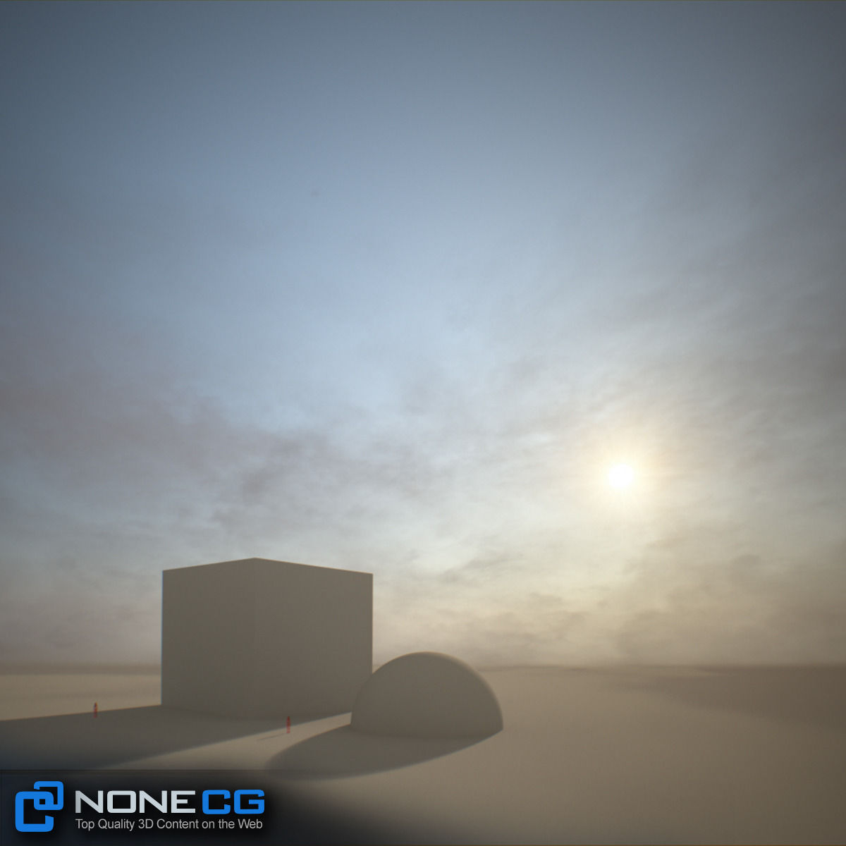 3D Environment building with sun setting behind it 3D model_5