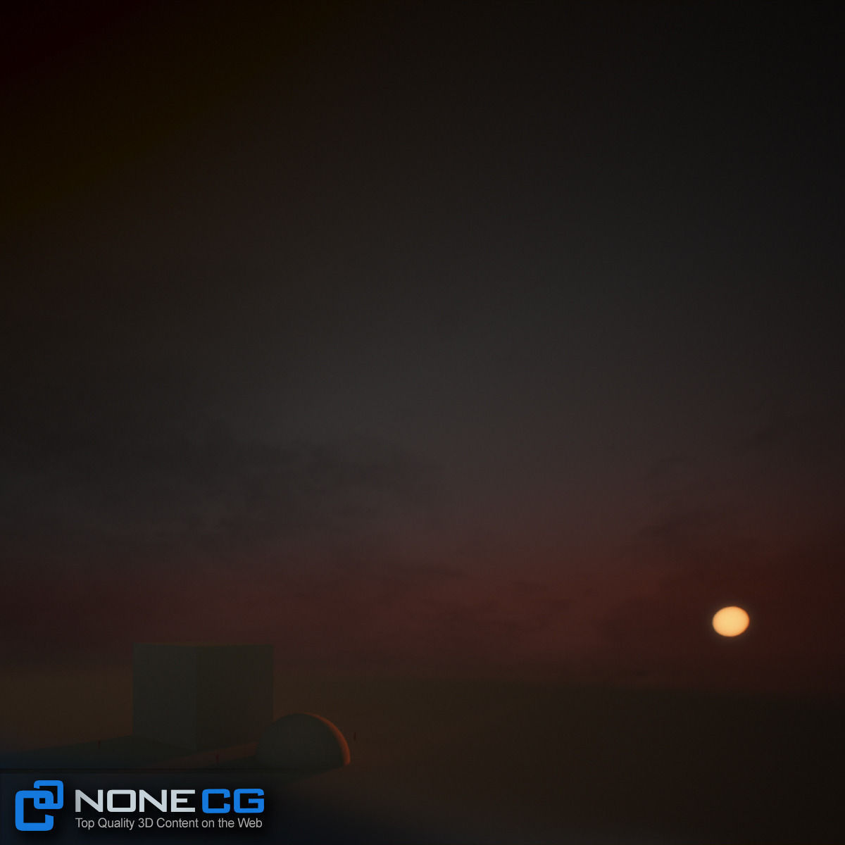 3D Environment building with sun setting behind it 3D model_27