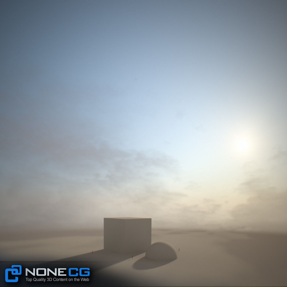 3D Environment building with sun setting behind it 3D model_25