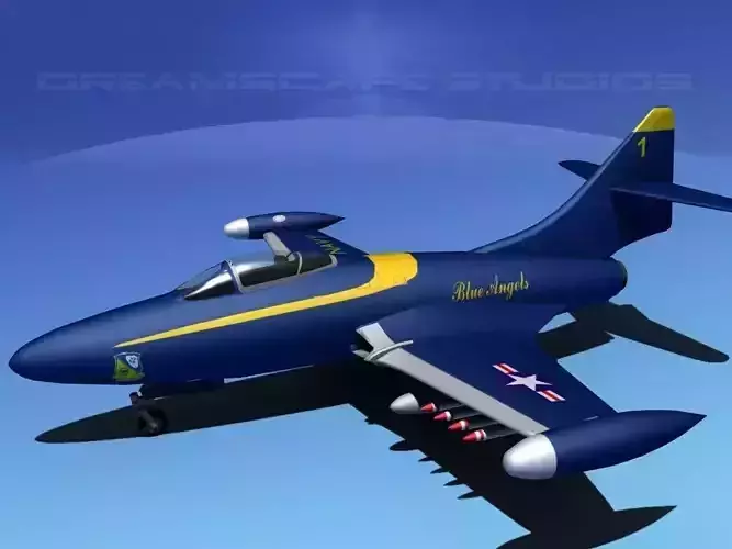 Grumman F9F-5 Panther Blue Angels 3D model
