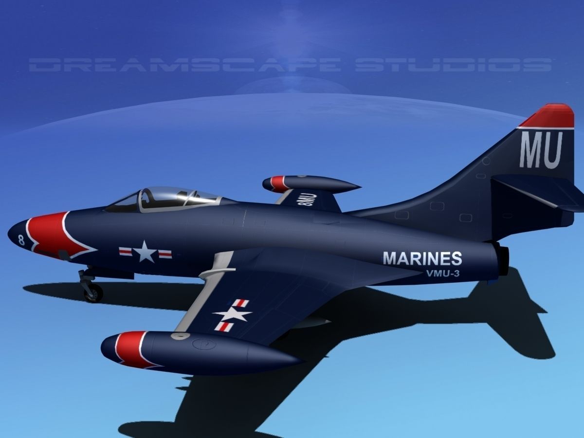 Grumman F9F-5 Panther USMC V01 3D model_8