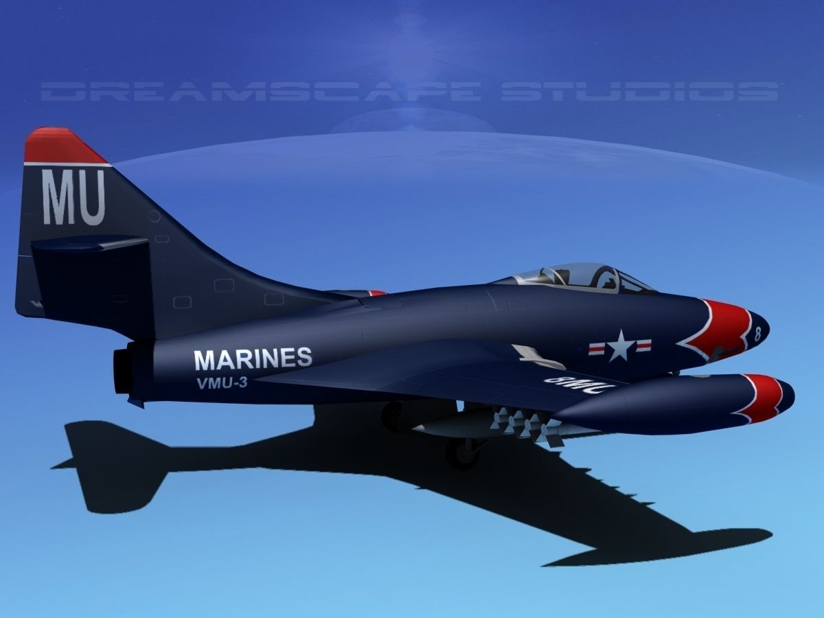 Grumman F9F-5 Panther USMC V01 3D model_4