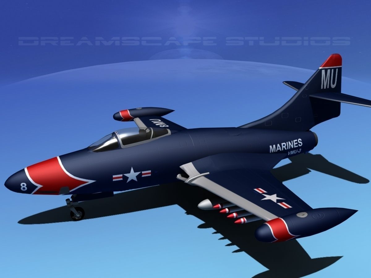 Grumman F9F-5 Panther USMC V01 3D model_9