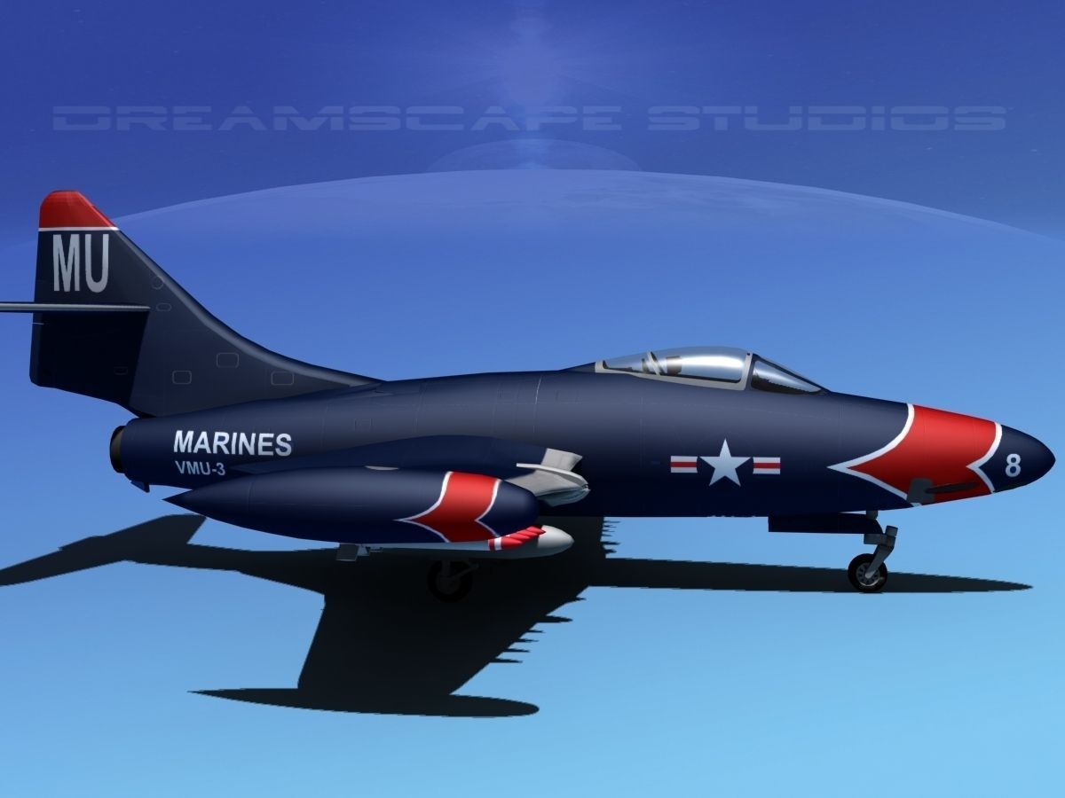 Grumman F9F-5 Panther USMC V01 3D model_3