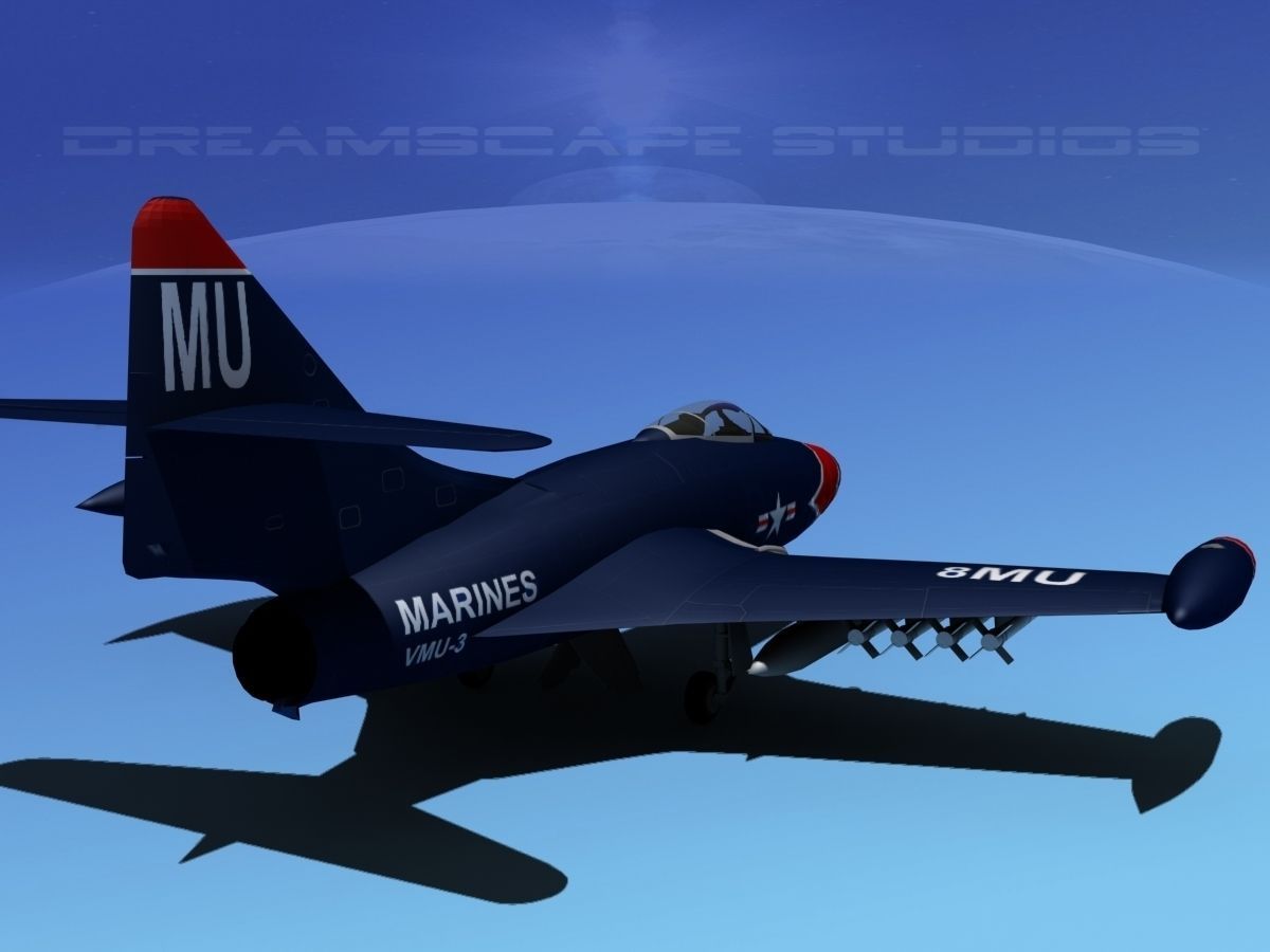 Grumman F9F-5 Panther USMC V01 3D model_5