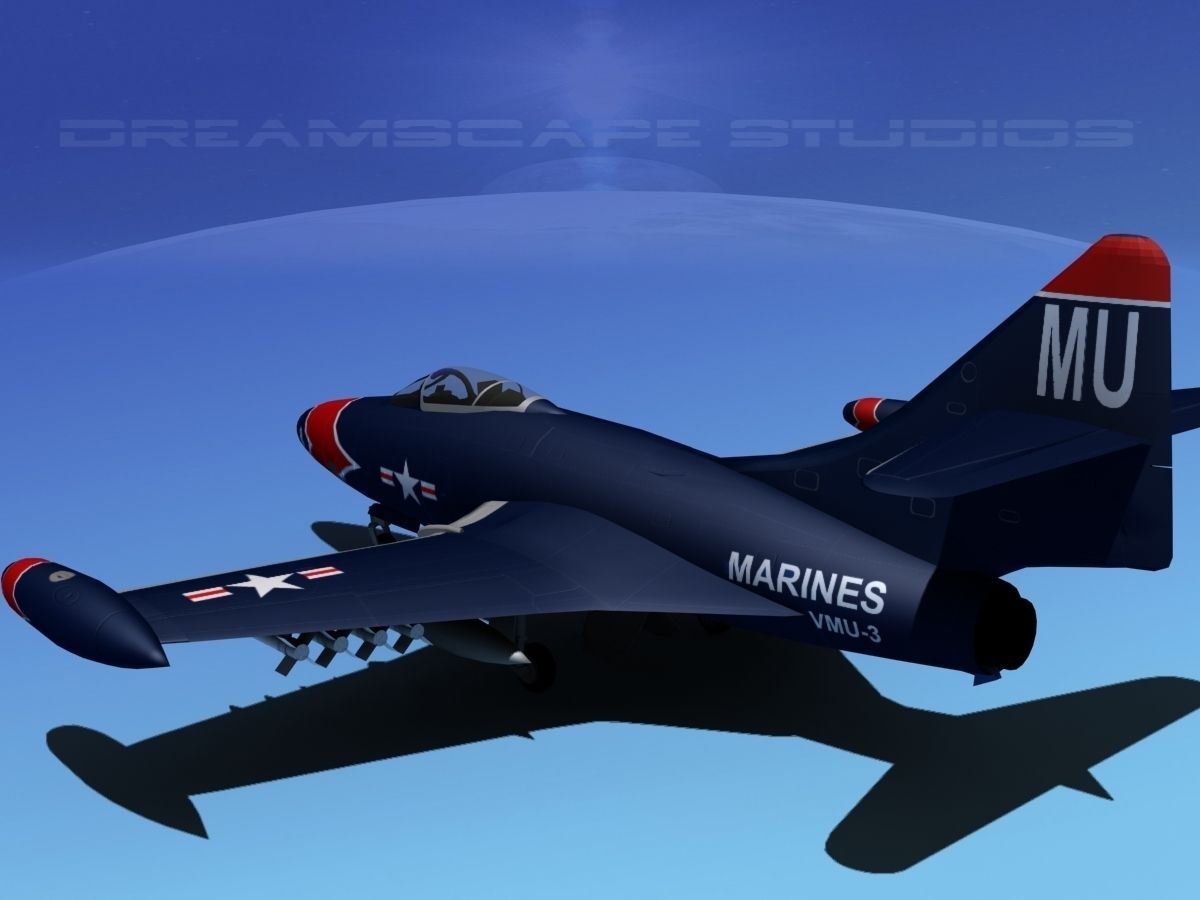 Grumman F9F-5 Panther USMC V01 3D model_7
