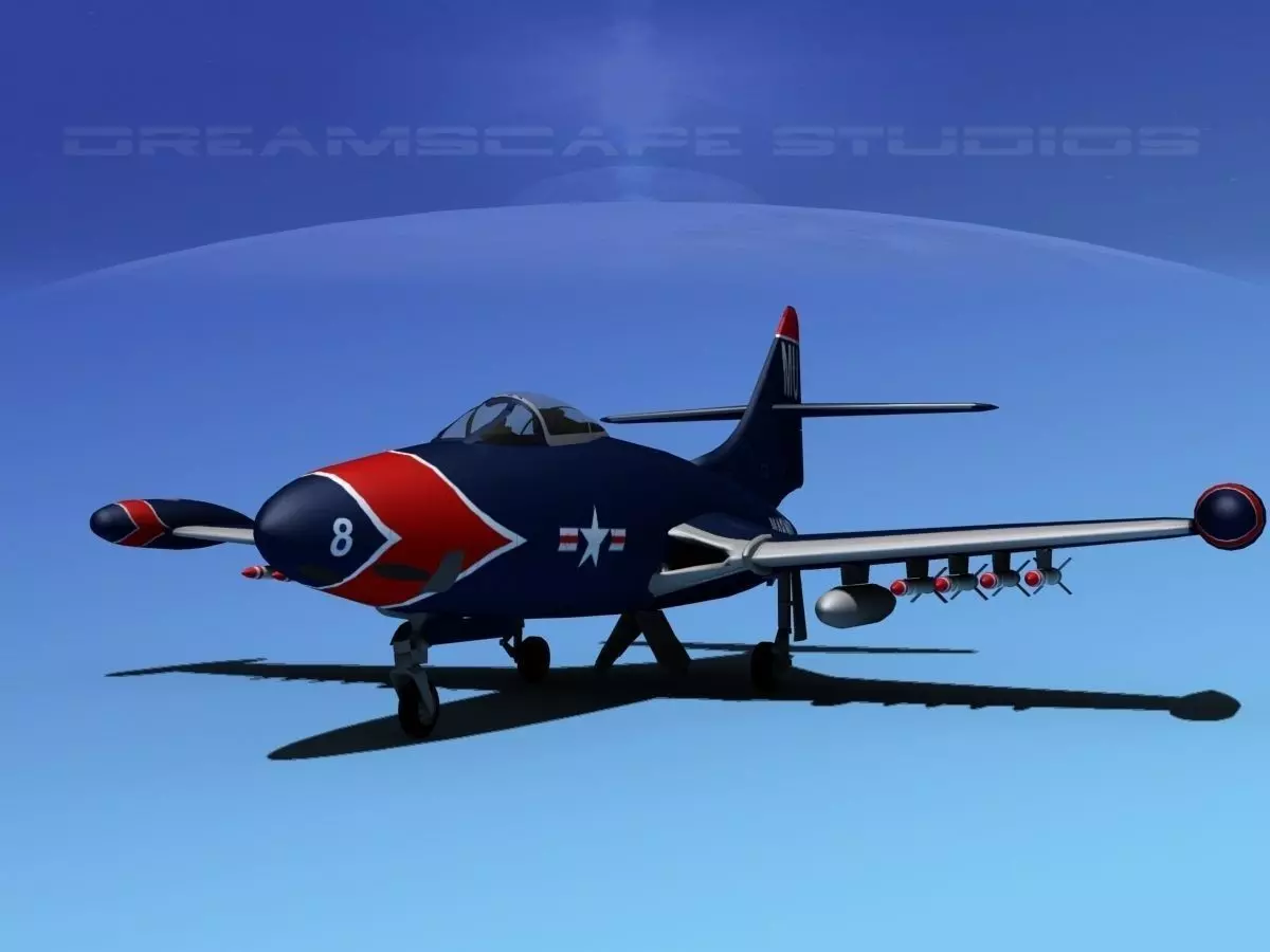 Grumman F9F-5 Panther USMC V01 3D model_0