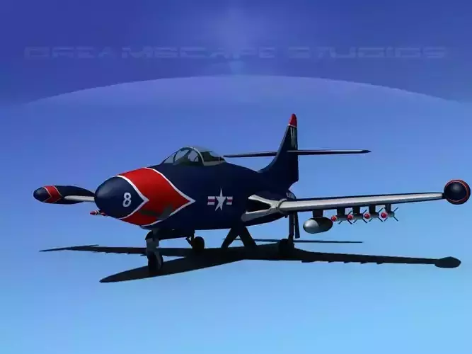 Grumman F9F-5 Panther USMC V01 3D model Grumman F9F-5 Panther USMC V01 3D model