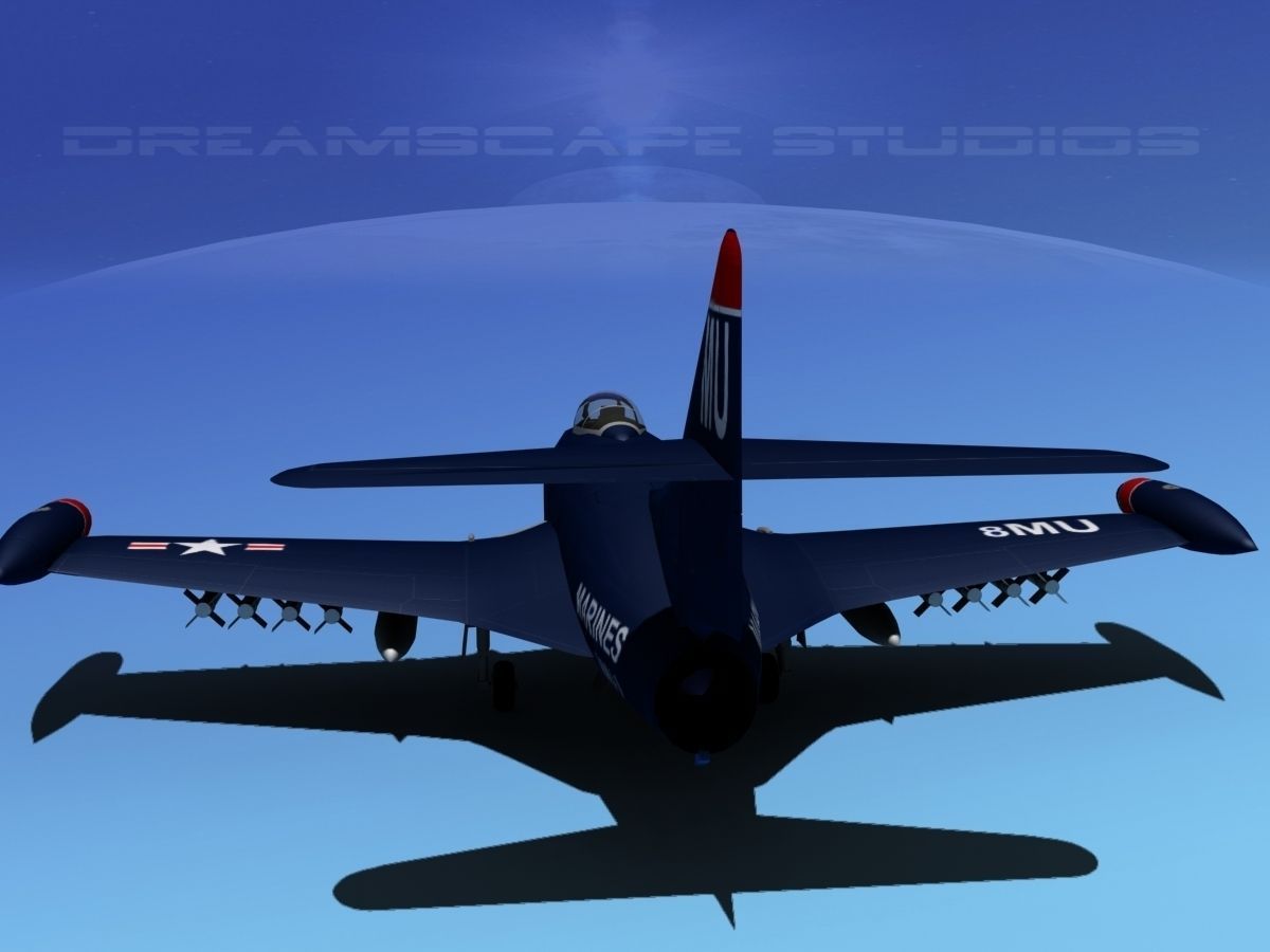 Grumman F9F-5 Panther USMC V01 3D model_6