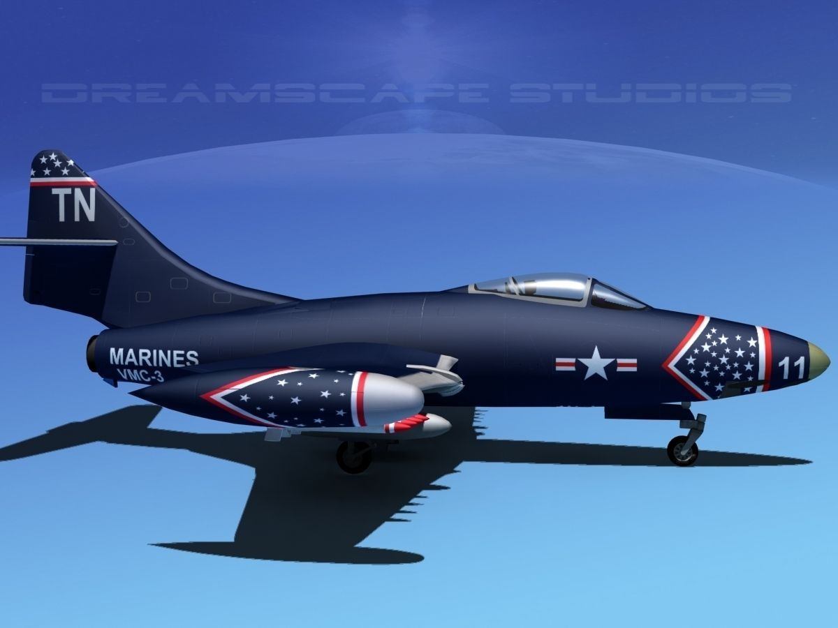Grumman F9F-5 Panther USMC V02 3D model_3