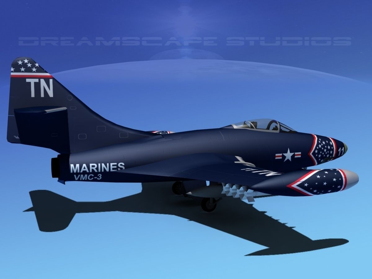 Grumman F9F-5 Panther USMC V02 3D model_4