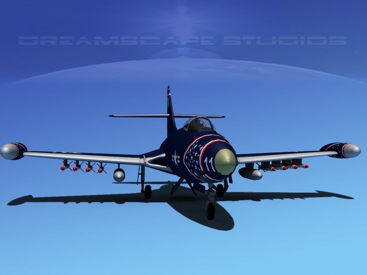 Grumman F9F-5 Panther USMC V02 3D model_1