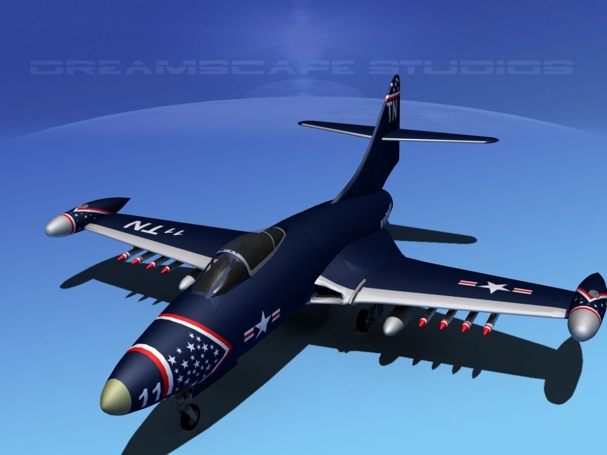 Grumman F9F-5 Panther USMC V02 3D model_10