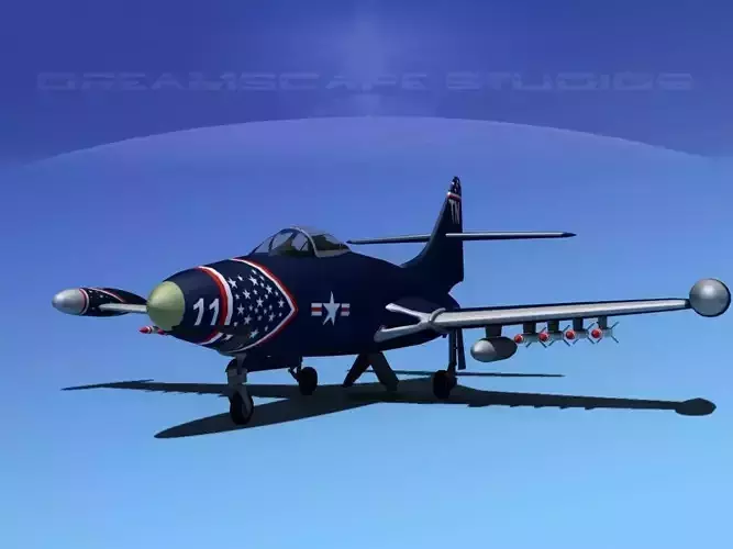 Grumman F9F-5 Panther USMC V02 3D model