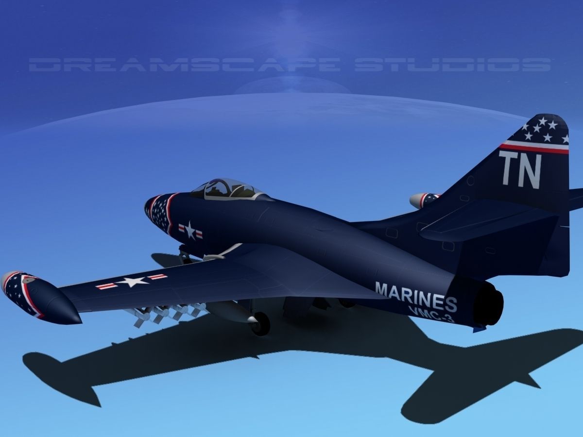 Grumman F9F-5 Panther USMC V02 3D model_7