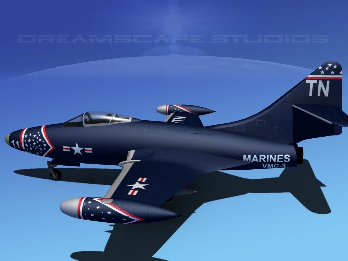 Grumman F9F-5 Panther USMC V02 3D model_8