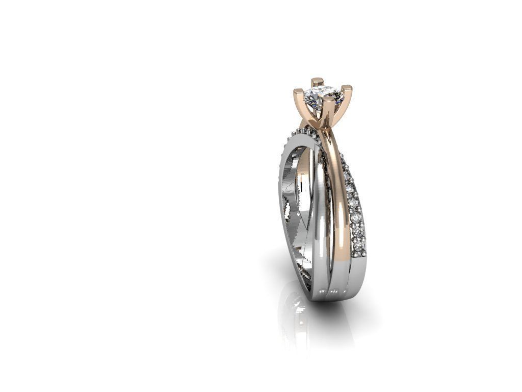 modern diamond two parts ring 3D print model_2
