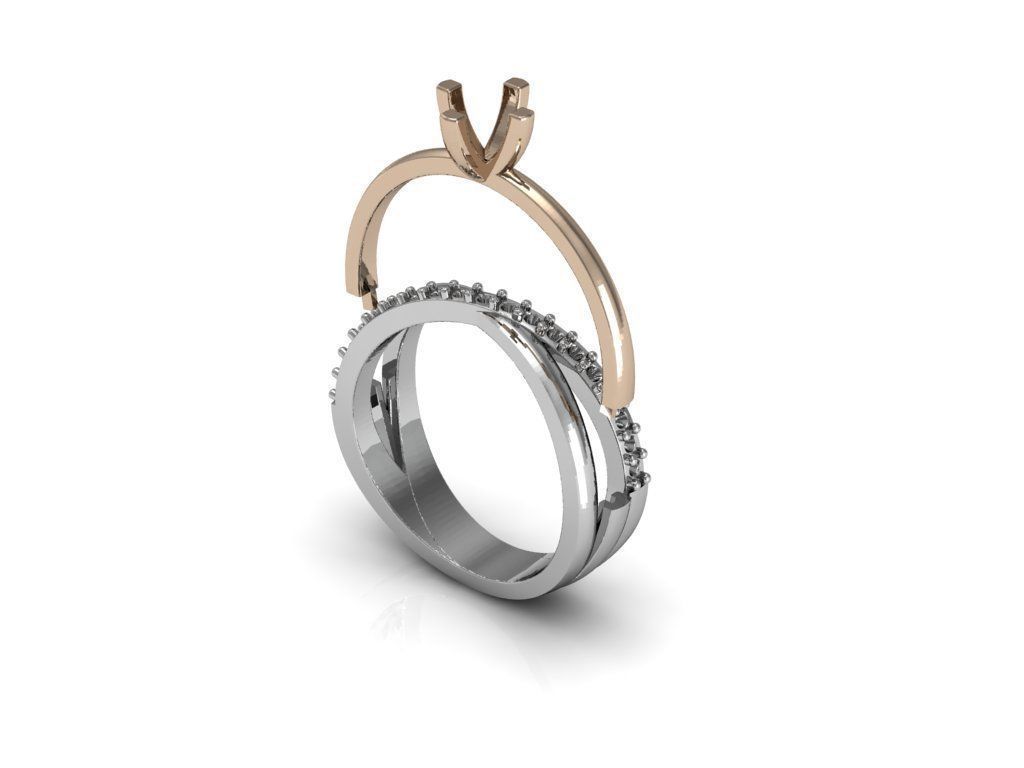 modern diamond two parts ring 3D print model_4