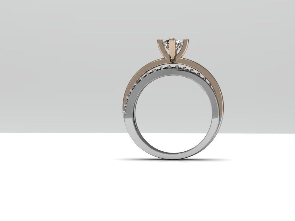 modern diamond two parts ring 3D print model_1