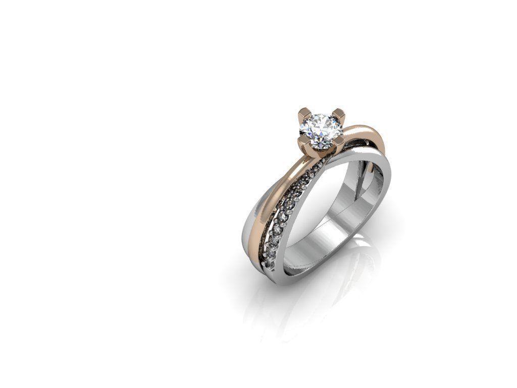 modern diamond two parts ring 3D print model_3