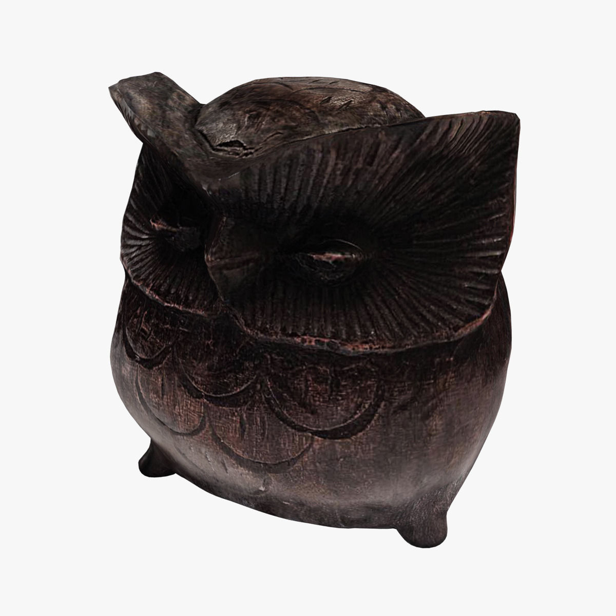 Figurine Owl wood 3D model_7