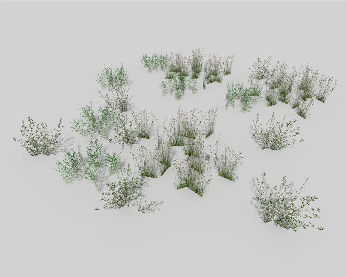 low poly grass pack Low-poly 3D model_6