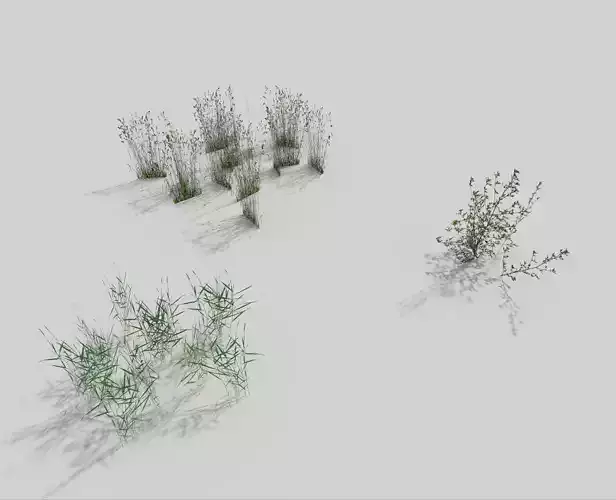 low poly grass pack Low-poly 3D model