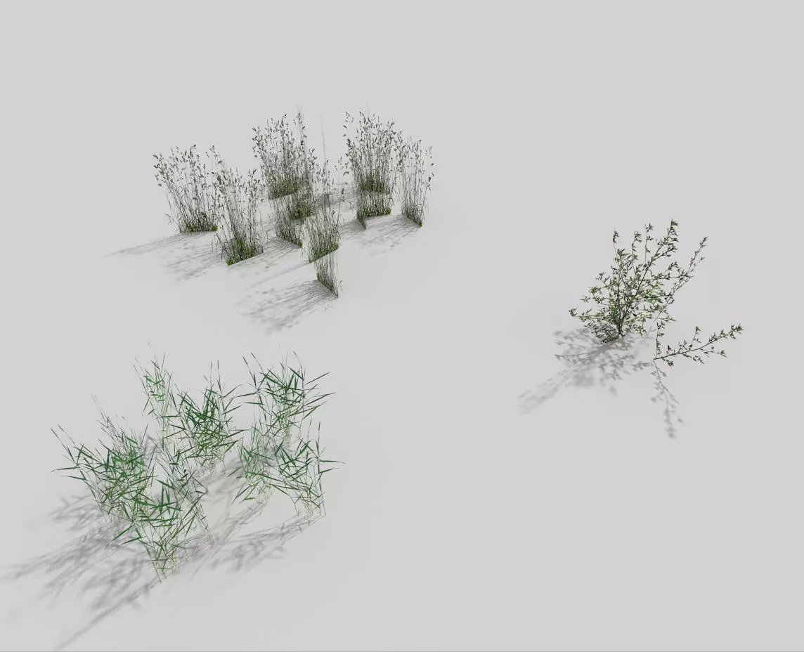 low poly grass pack Low-poly 3D model_0