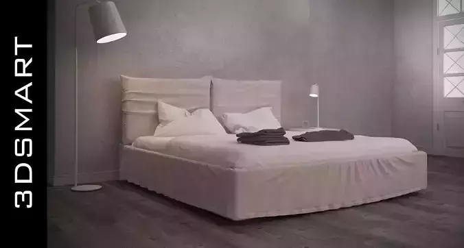 Bed with wooden floors