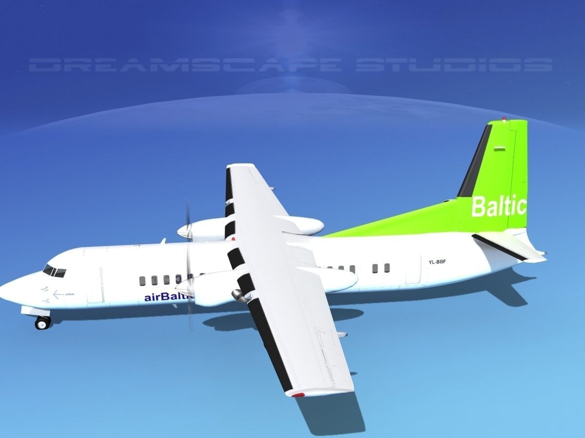 Fokker 50 Air Baltic 3D model_9