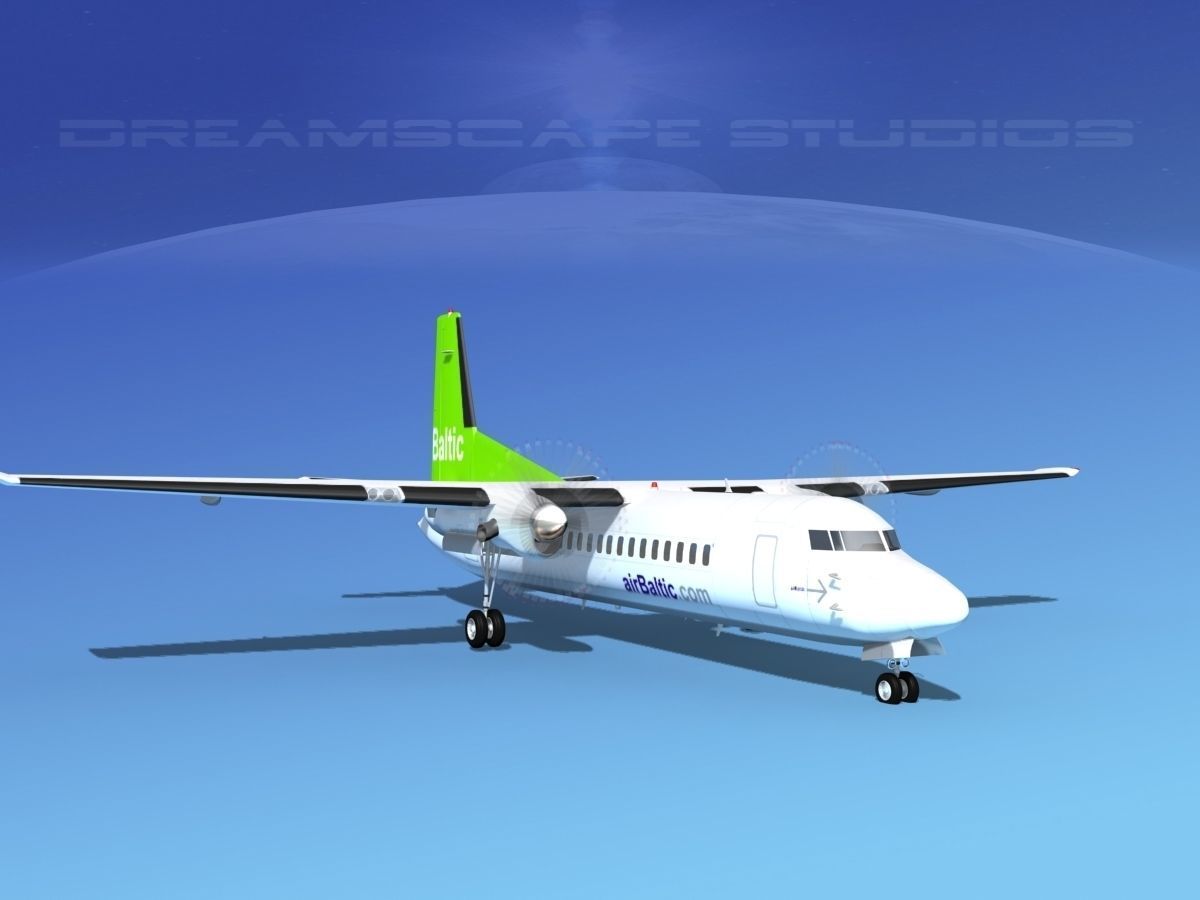 Fokker 50 Air Baltic 3D model_2