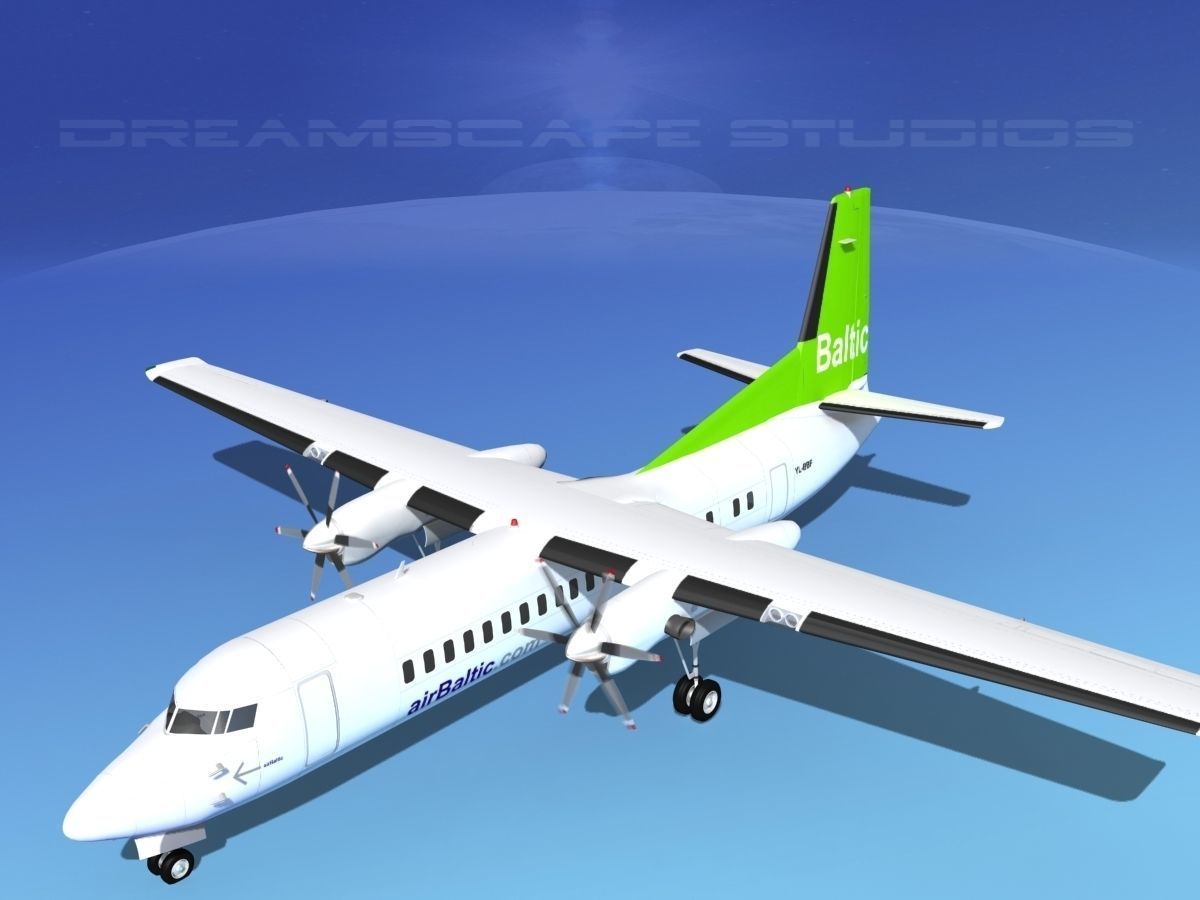 Fokker 50 Air Baltic 3D model_10