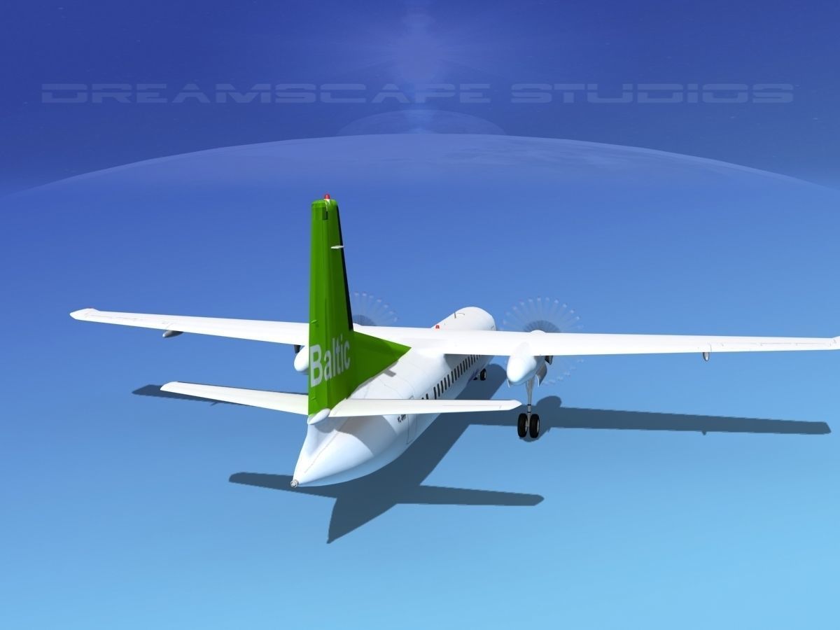 Fokker 50 Air Baltic 3D model_6