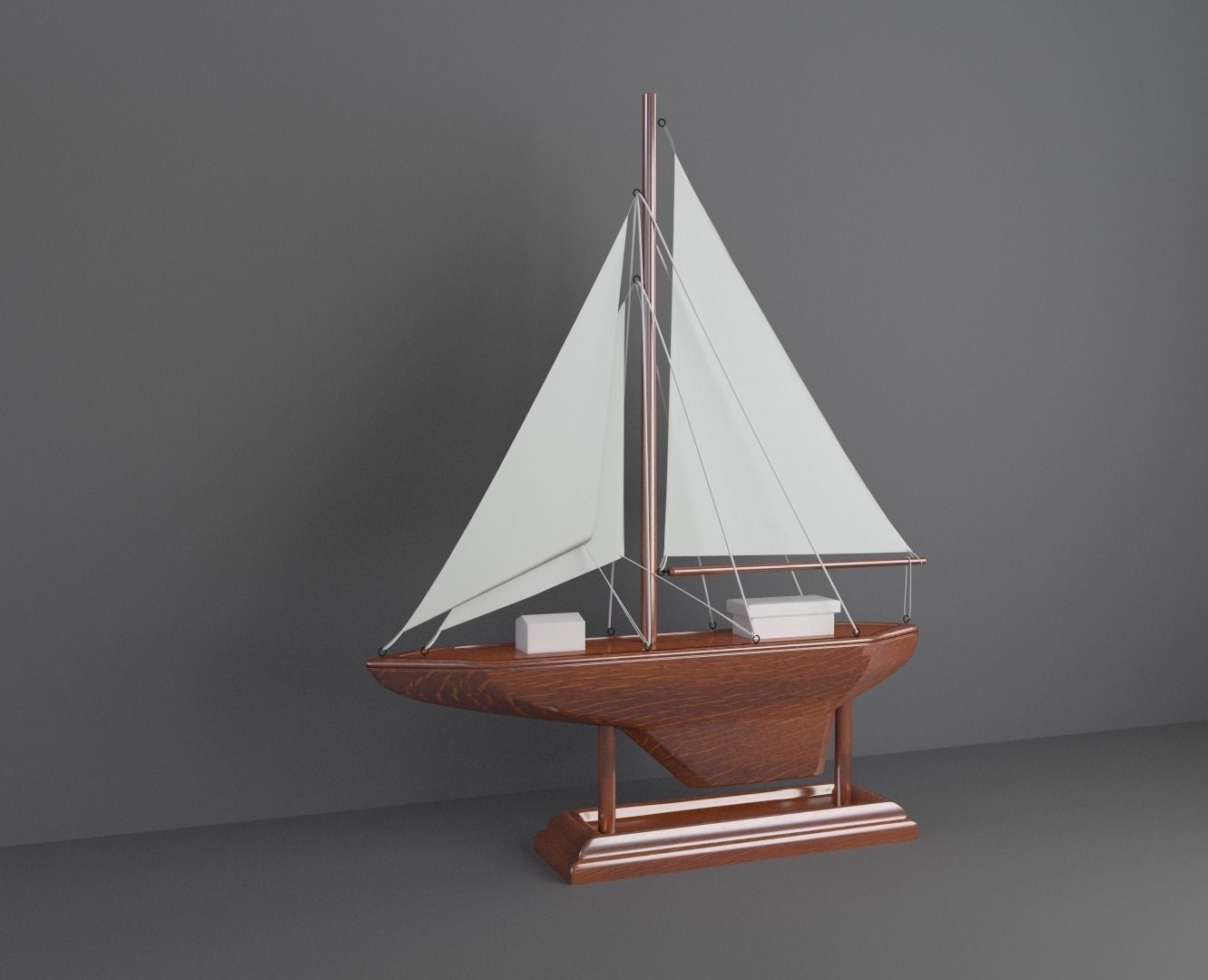 Model Boat wooden sailboat 3D model_0